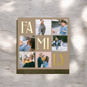 Familie Chic Multi Photo Beige Folie Afdrukken
