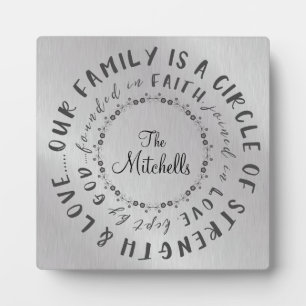 Familie; Circle of Love, geklonken in Faith Quote Fotoplaat