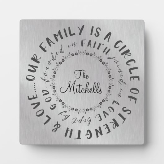Familie; Circle of Love, geklonken in Faith Quote Fotoplaat (Voorkant)