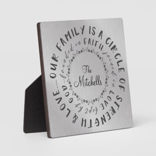 Familie; Circle of Love, geklonken in Faith Quote Fotoplaat (Voorkant)