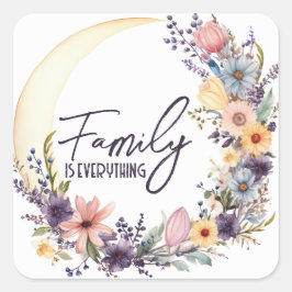 Familie citaat in Boho krans Vierkante Sticker