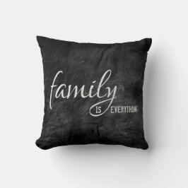 Familie citaat op zwart leer kussen