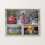 Familie collage 4 foto's op bijtend hout legpuzzel<br><div class="desc">Gezinsfotocollage puzzel Je kunt het personaliseren en je mooiste foto's toevoegen. Geweldig plezier!</div>