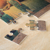 Familie collage 4 foto's op bijtend hout legpuzzel (Zijkant)