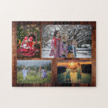 Familie collage 4 foto's op roesthout puzz legpuzzel<br><div class="desc">Gezinsfotocollage puzzel Je kunt het personaliseren en je mooiste foto's toevoegen. Geweldig plezier!</div>