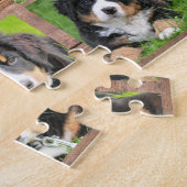 Familie collage 6 foto's hond en familienaam legpuzzel (Zijkant)