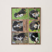 Familie collage 6 foto's hond en familienaam legpuzzel (Verticaal)