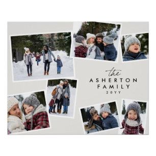 Familie collage 7 foto eenvoudig modern zwart type perfect poster
