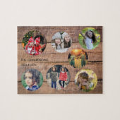 Familie collage 7 foto's familienaam uniek legpuzzel (Horizontaal)