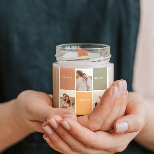 Familie Collage Foto | Dankbaar Gezegend Erkenteli Vierkante Sticker