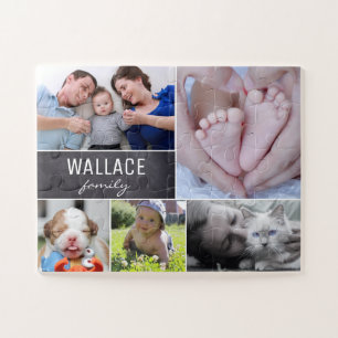 Familie Collage foto's familienaam gepersonaliseer Legpuzzel