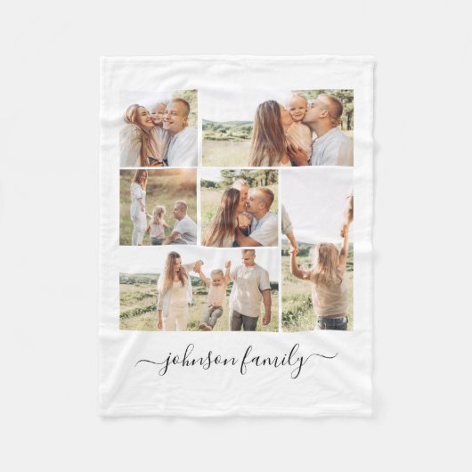 Familie Collage Naam Foto Keepsake Fleece Deken (Voorkant)