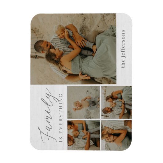 Familie Collage Rustic Modern Gepersonaliseerde Ma Magneet (Verticaal)