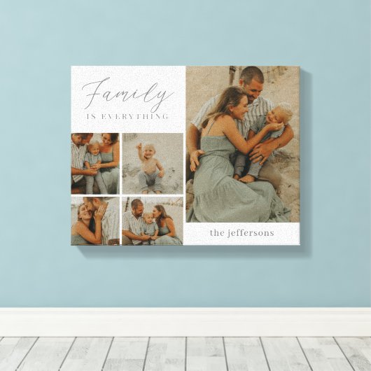 Familie Collage Rustieke Moderne Custom Wrapped Ca Canvas Afdruk (Insitu (Houten vloer))