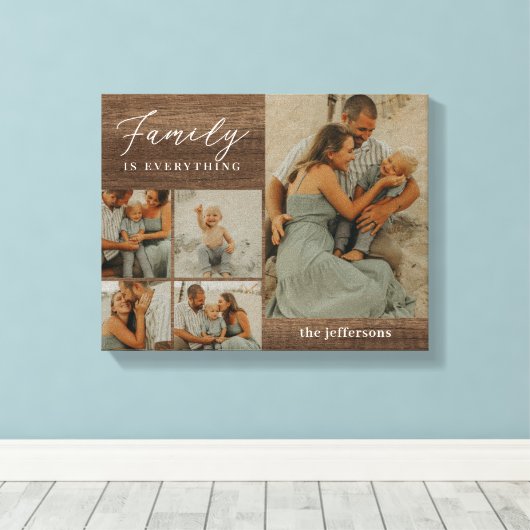Familie Collage Rustieke Moderne Custom Wrapped Ca Canvas Afdruk (Insitu (Houten vloer))