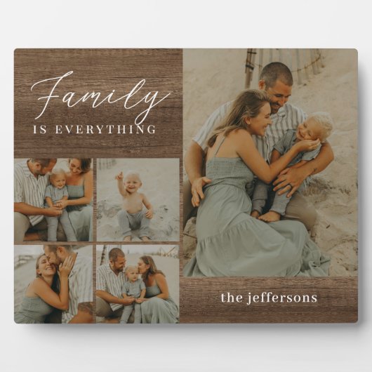 Familie Collage Rustieke Moderne Foto Desktop Plaq Fotoplaat (Voorkant)