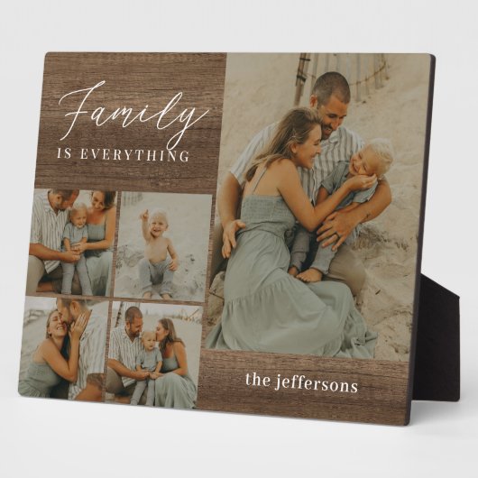 Familie Collage Rustieke Moderne Foto Desktop Plaq Fotoplaat (Zijkant)