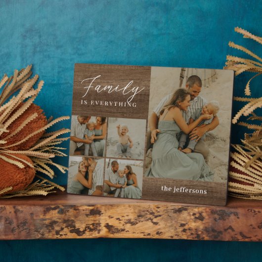 Familie Collage Rustieke Moderne Foto Desktop Plaq Fotoplaat (Zijkant)