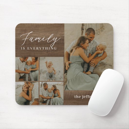 Familie Collage Rustieke Moderne Gepersonaliseerde Muismat (Met muis)
