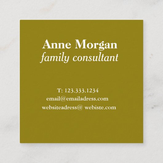 Familie Consultant Originele Vierkante Zakelijke K Vierkante Visitekaartje (Achterkant)