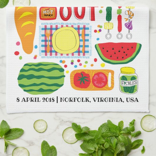 familie Cookout Kitchen Towel Memento Theedoek (Gevouwen)