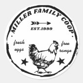 Familie Coop Hen Verse Eieren Ronde Sticker (Voorkant)