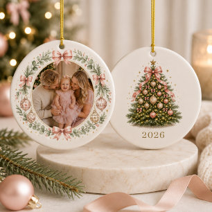 Familie Coquette Strik Foto Kerstmis Keramisch Ornament