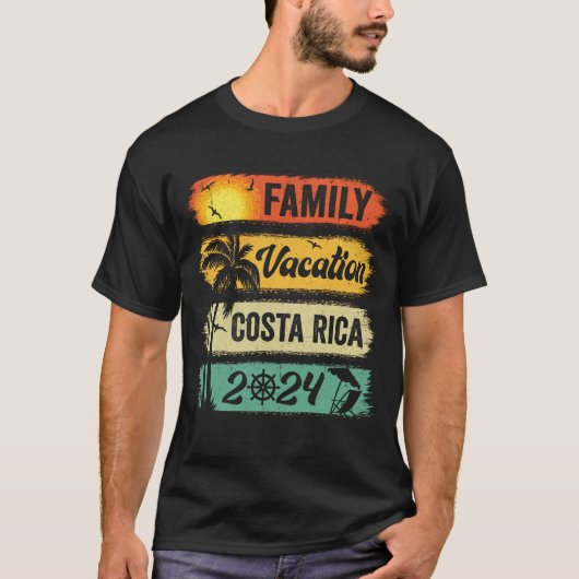 Familie Costa Rica Vakantie 2024 Grappige Bijpasse T-shirt (Voorkant)