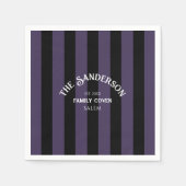 Familie Coven Crew Black Paarse Stripe Halloween Servet (Voorkant)