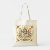 Familie Crest Sepia Knight Shield Canvas tas (Achterkant)