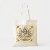 Familie Crest Sepia Knight Shield Canvas tas (Voorkant)