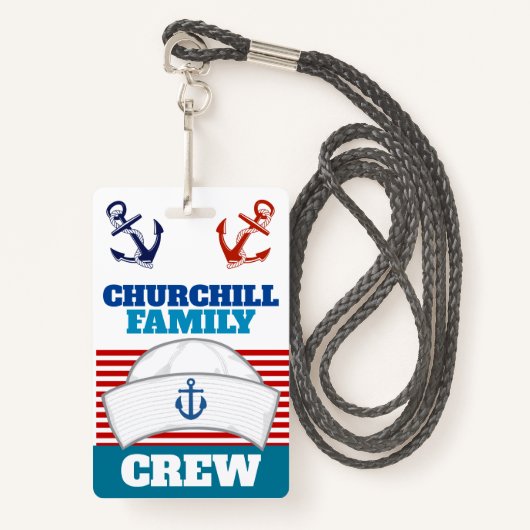 Familie Crew ID Lanyard Badge (Voorkant met draagriem)