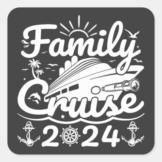 Familie Cruise 2024 Cool Grappige Familiereis Crui Vierkante Sticker (Voorkant)