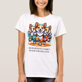 Familie Cruise Grappige Corgi Honden Zomervakantie T-shirt