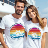 Familie Cruise Nautisch Schip Wiel Retro Sunset T-shirt