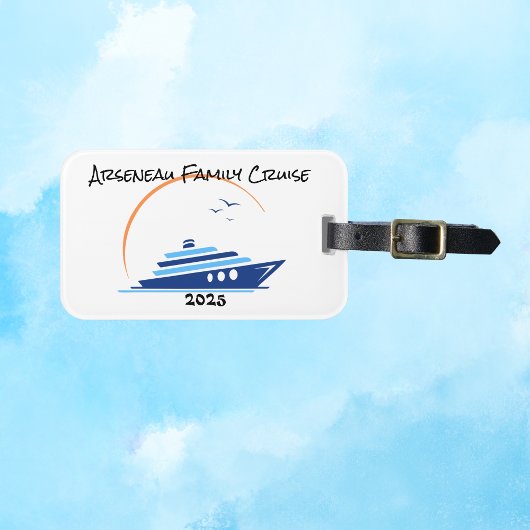 FAMILIE CRUISE Sinaasappel Blauw Personaliseer Bag Bagagelabel