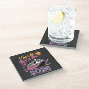 Familie Cruise Squad 2026 Vakantie Matching Reis Glazen Onderzetter
