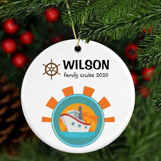 Familie Cruise Vacation Revel Keepomwille Kerstmis Keramisch Ornament