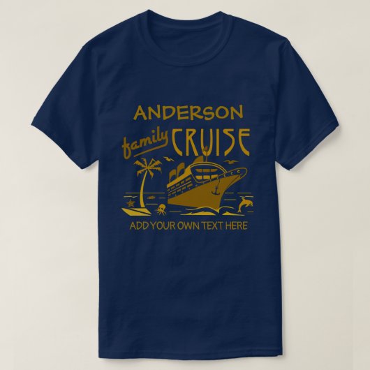 Familie Cruise Vacation Ship Custom Name + Text V2 T-shirt (Design voorkant)
