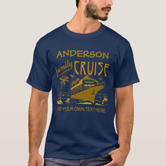 Familie Cruise Vacation Ship Custom Name + Text V2 T-shirt (Voorkant)