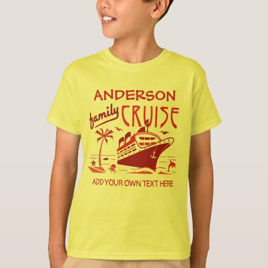 Familie Cruise Vacation Ship Custom Name + Text V5 T-shirt (Voorkant)