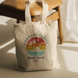 Familie cruise vakantie palmbomen aangepaste match tote bag