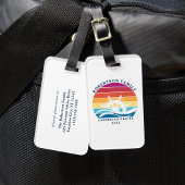 Familie Cruise Vakantie Schip Wheel Retro Zonsonde Bagagelabel