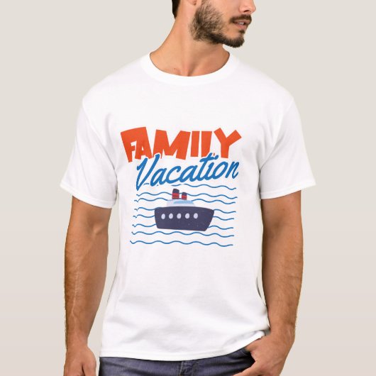 Familie Cruise vakantie Sinaasappel/blauw T-shirt (Voorkant)