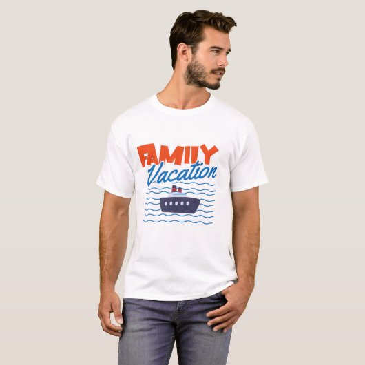 Familie Cruise vakantie Sinaasappel/blauw T-shirt (Voorkant volledig)