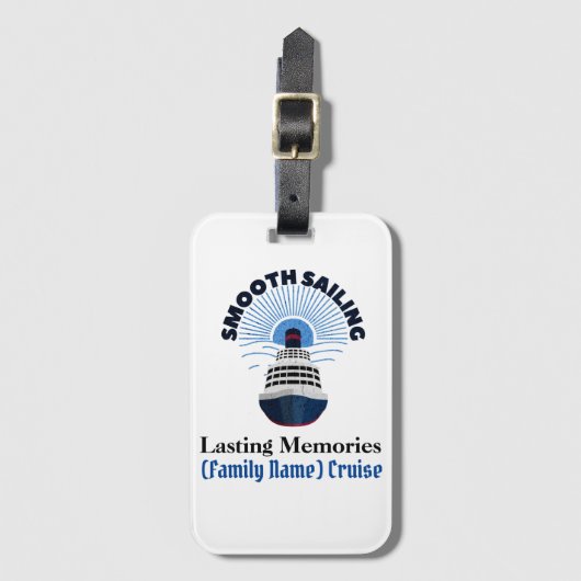familie cruise vakantie soepel zeilen bagagelabel (Voorkant (verticaal))