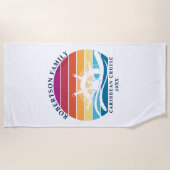 Familie Cruiseschip Wheel Retro Zonsondergang Strandlaken (Voorkant)