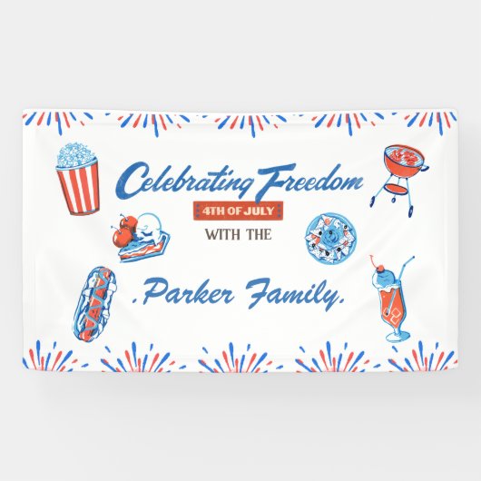 Familie Custom 4th van juli Party Spandoek (Horizontaal)
