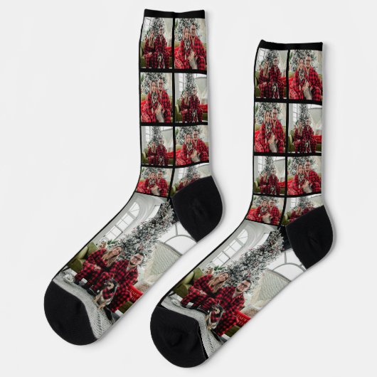 Familie Custom Christmas Photo Collage Afbeelding Sokken (Links)