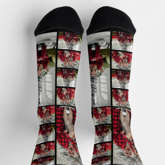 Familie Custom Christmas Photo Collage Afbeelding Sokken (Top)